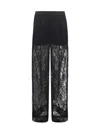 Pinko Wide-leg Lace Pants In Black