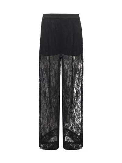 Pinko Wide-leg Lace Pants In Black