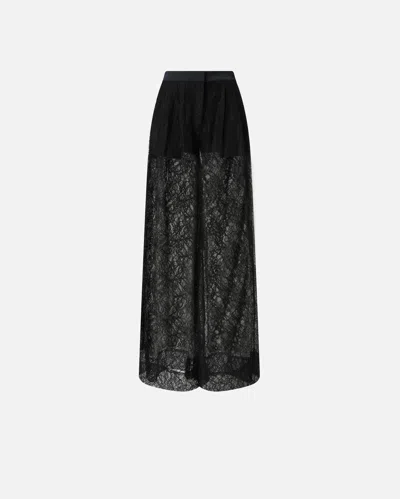 Pinko Wide-leg Lace Trousers In Black