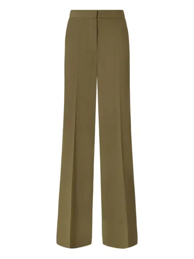 Pinko Wide Leg Linen Blend Trousers In Green