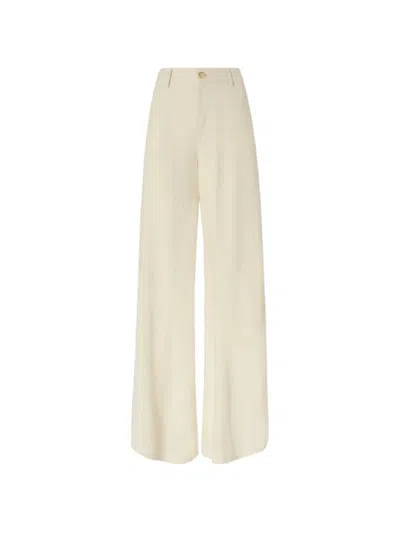 Pinko Wide Leg Linen Trousers In White