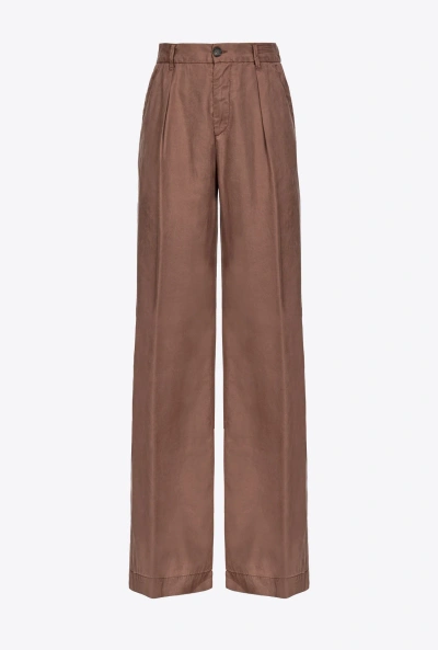 Pinko Wide-leg Lyocell Trousers In Chestnut Brown