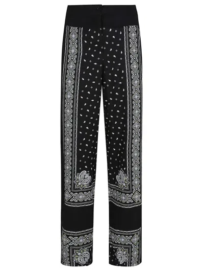 Pinko Wide-leg Pajama Pants In Cashmere Design In Black