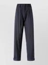 Pinko Wide Leg Pinstripe Trousers Pleated Front In Gray