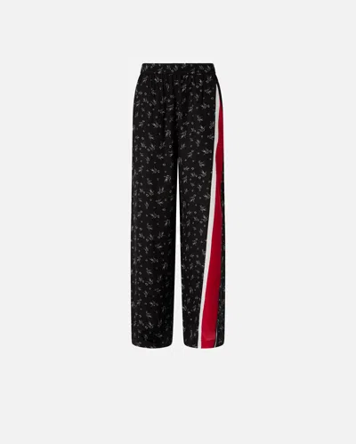 Pinko Wide-leg Printed Viscose Jacquard Trousers In Black