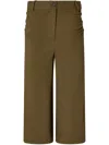Pinko Buttoned Wide-leg Linen Bermuda Shorts In Green