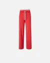 Pinko Wide-leg Sporty Trousers With Side Band Detail In Rosso/bianco