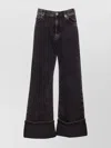 Pinko Wide-leg Jeans In Black Denim In Brown