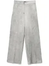 Pinko Wide-leg Grey Trousers With High Waist In Grey