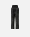 Pinko Wide-leg Trousers In Yarn-dyed Check In Multi