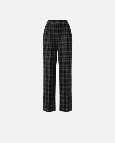 Pinko Wide-leg Trousers In Yarn-dyed Check In Multi