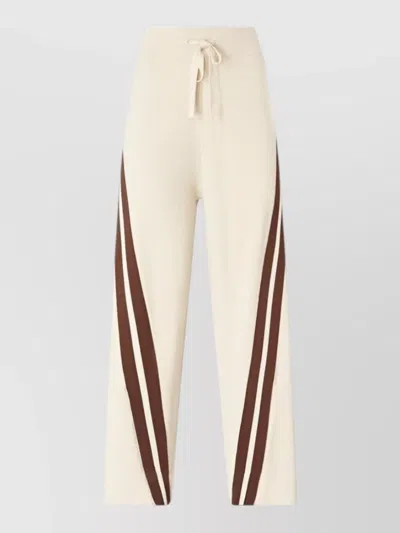 Pinko Wide Leg Trousers Nylon Silk Drawstring In Neutral