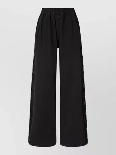 Pinko Denim Trousers With Lace Detail On The Side In Black