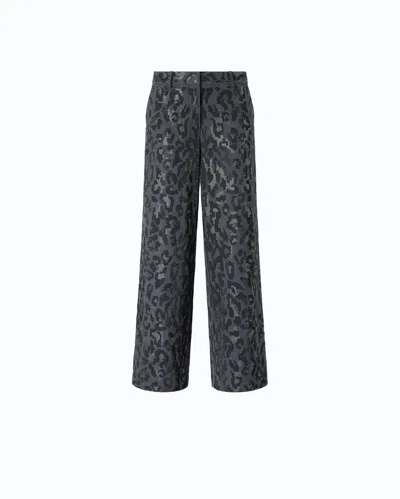 Pinko Wide-leg Trousers With Animal-print And Micro-strass In Multi