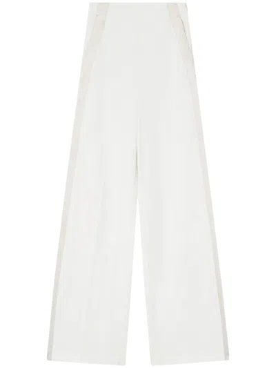 Pinko Wide-leg Trousers With Contrast Trim And Design In White