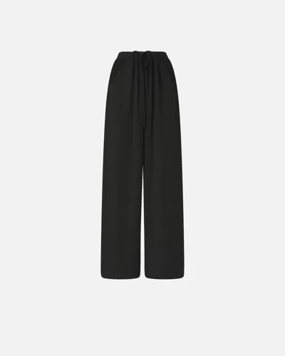 Pinko Wide-leg Trousers With Elastic Waist In Black