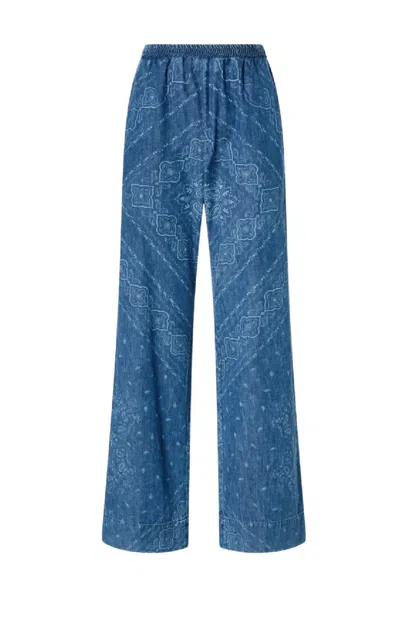 Pinko Wide-leg Trousers With Elastic Waistband In Blue