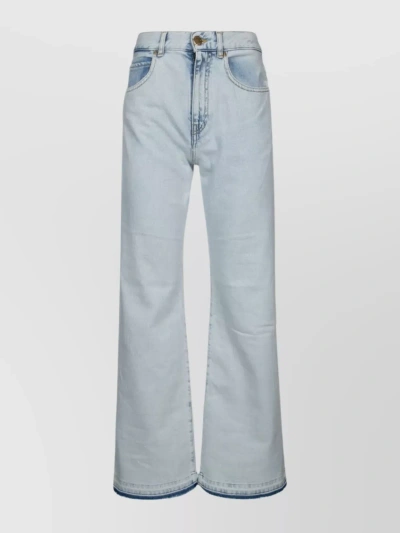 Pinko Five-pocket Wide-leg Jeans In Moonwash Wash