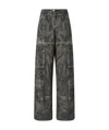 Pinko Wide-leg Trousers With Leather-effect Print In Gray