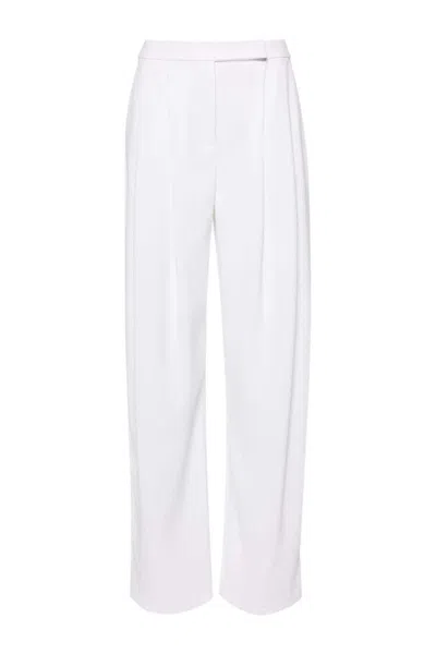 Pinko Wide-leg Trousers With Pleated Front And Fabric Blend In White