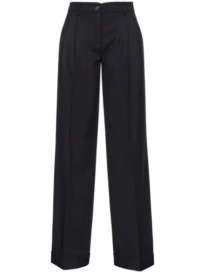 Pinko Wide-leg Trousers With Pleated Front In Black