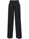 Pinko Wide-leg Trousers With Pleated Front In Blue
