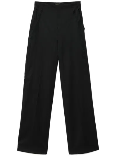 Pinko Wide Leg Trousers With Smooth Finish In Black
