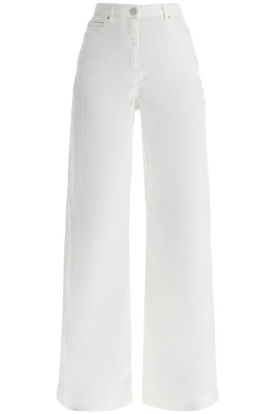 Pinko Wide Leg Twill Trousers In White