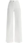 Pinko Wide Leg Twill Trousers In Bianco-biancaneve (white)