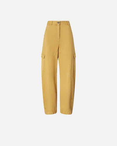 Pinko Wide Leg Workwear Trousers With Pockets In Giallo Antilope