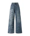 Pinko Wide-leg Zebra-print Jeans In Blue
