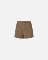 Pinko Wide Shorts With Checked Pattern In Brown Camel