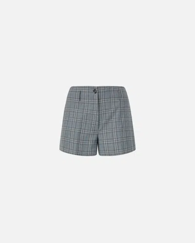 Pinko Wide Shorts With Checked Pattern In Dark Grey/grey