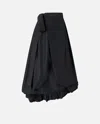 Pinko Wide Taffeta Skirt With Bow In Noir Limousine