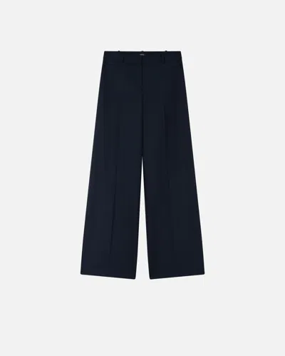 Pinko Wide-leg Trousers In Pinstriped Fabric In Blue/burgundy