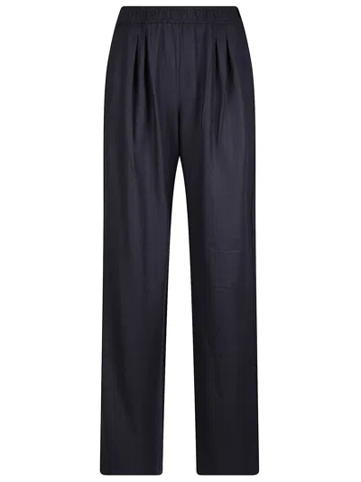 Pinko Wide-leg Pants With Relaxed Silhouette And Pleated Front In Blue