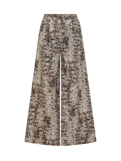 Pinko Wide-leg Trousers With Stylish Print In Neutral