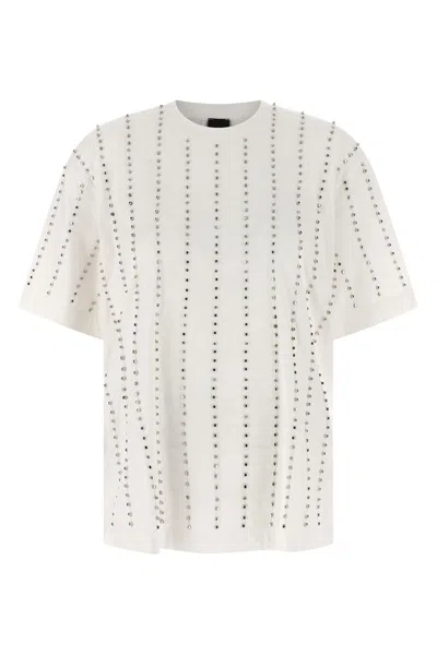 Pinko Wilma Crew Neck T Shirt Studded Design In Neutral