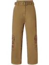 Pinko Slouchy Cargo Pants With Belt In Brown
