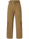 Pinko Slouchy Cargo Pants With Belt In Brown