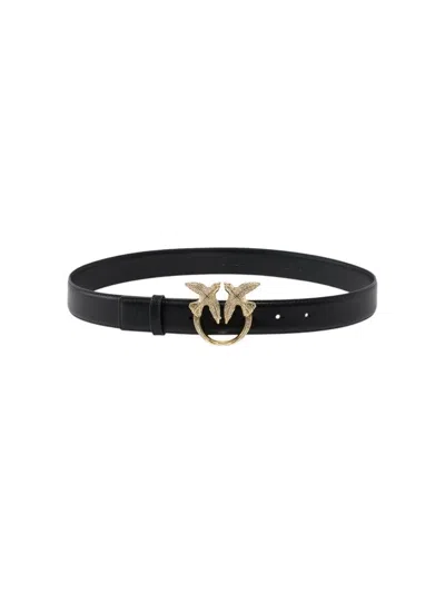 Pinko Winged Logo Buckle Belt In Black