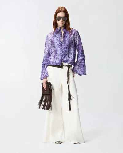 Pinko Winona Wide Leg Bull Untied Ss26 In Blue