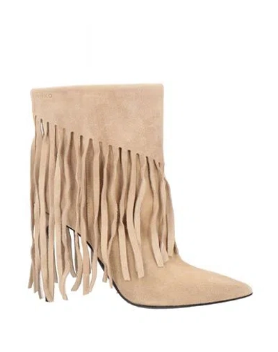 Pinko Woman Ankle Boots Beige Size 6 Leather In Multi