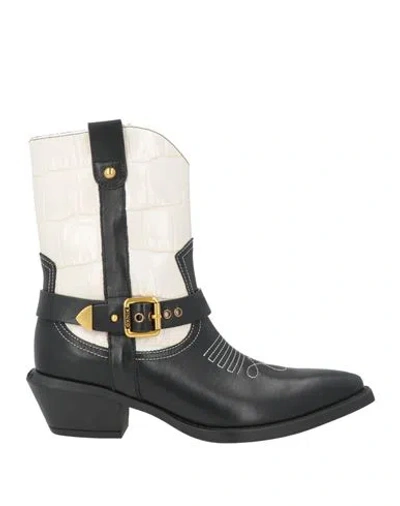Pinko Woman Ankle Boots Black Size 6 Calfskin In Multi