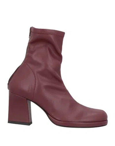 Pinko Woman Ankle Boots Burgundy Size 7 Leather In Red