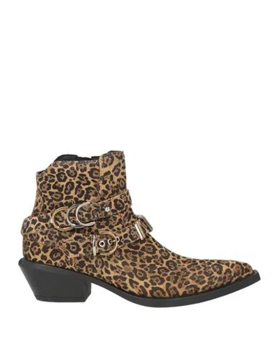 Pinko Woman Ankle Boots Camel Size 8 Leather In Brown