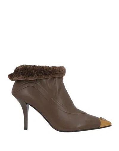 Pinko Woman Ankle Boots Chocolate Brown Size 9 Leather