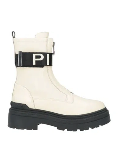 Pinko Woman Ankle Boots Cream Size 9 Leather In White