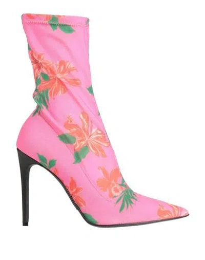 Pinko Woman Ankle Boots Fuchsia Size 8 Leather, Textile Fibers
