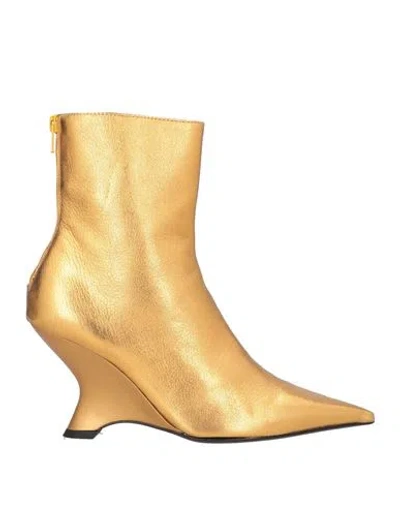 PINKO PINKO WOMAN ANKLE BOOTS GOLD SIZE 8 LEATHER